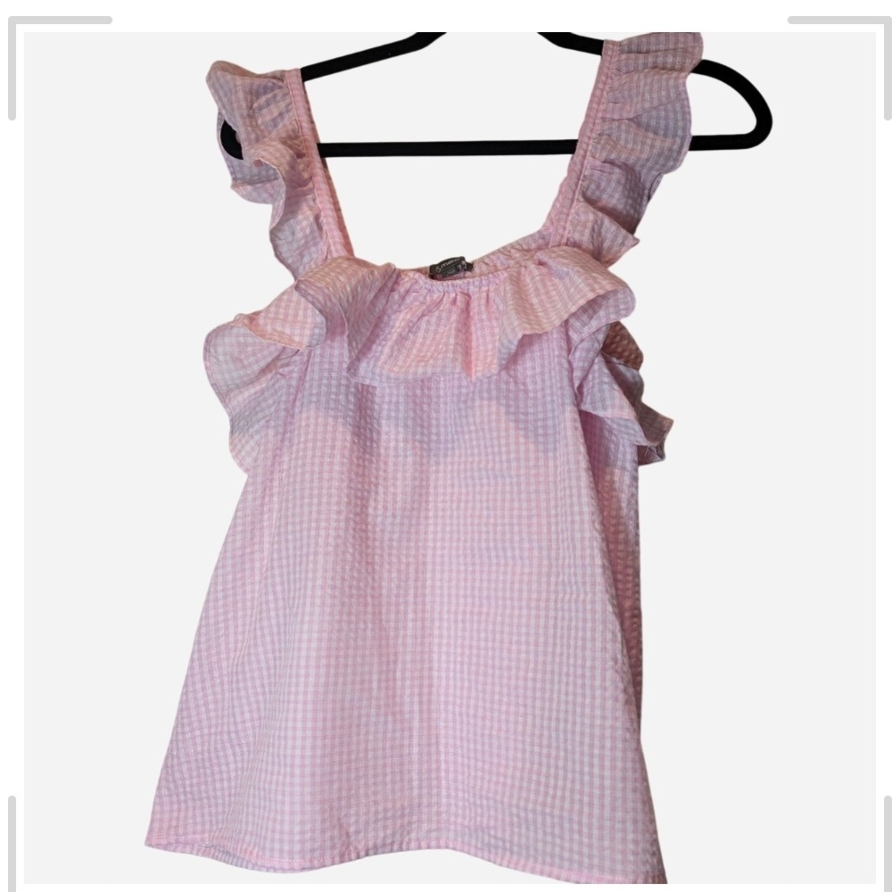 Pre-owned &merci Pink Gingham Blouse with Ruffles - Picture 3 of 7